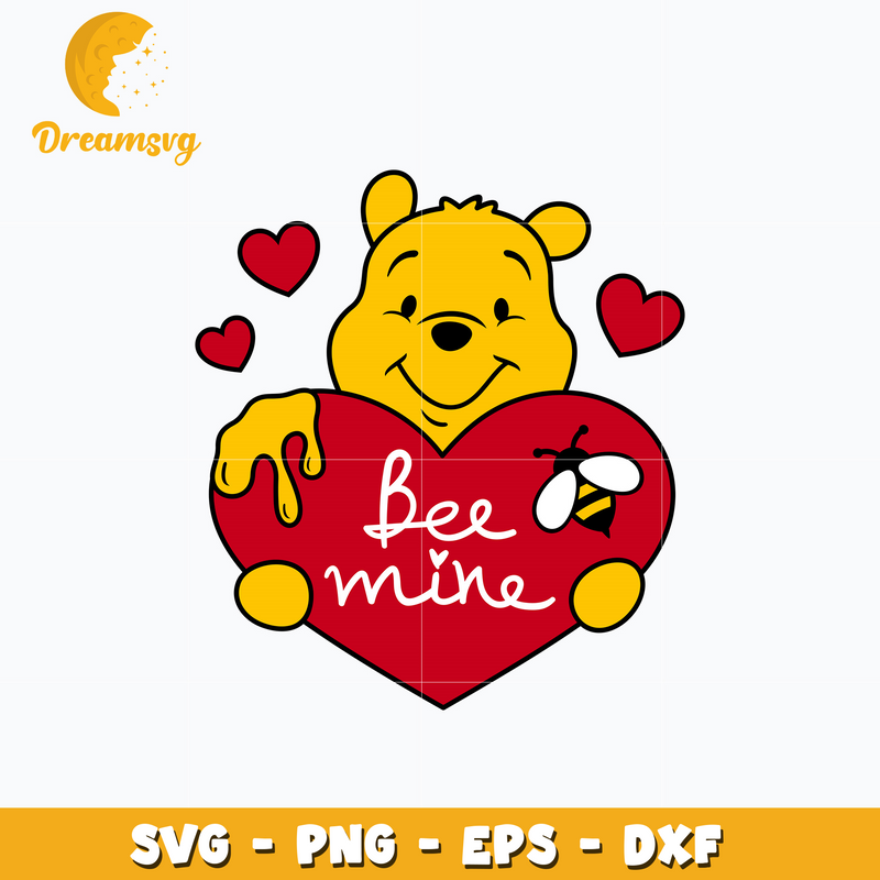 Bee Mine Honey Pooh valentine svg