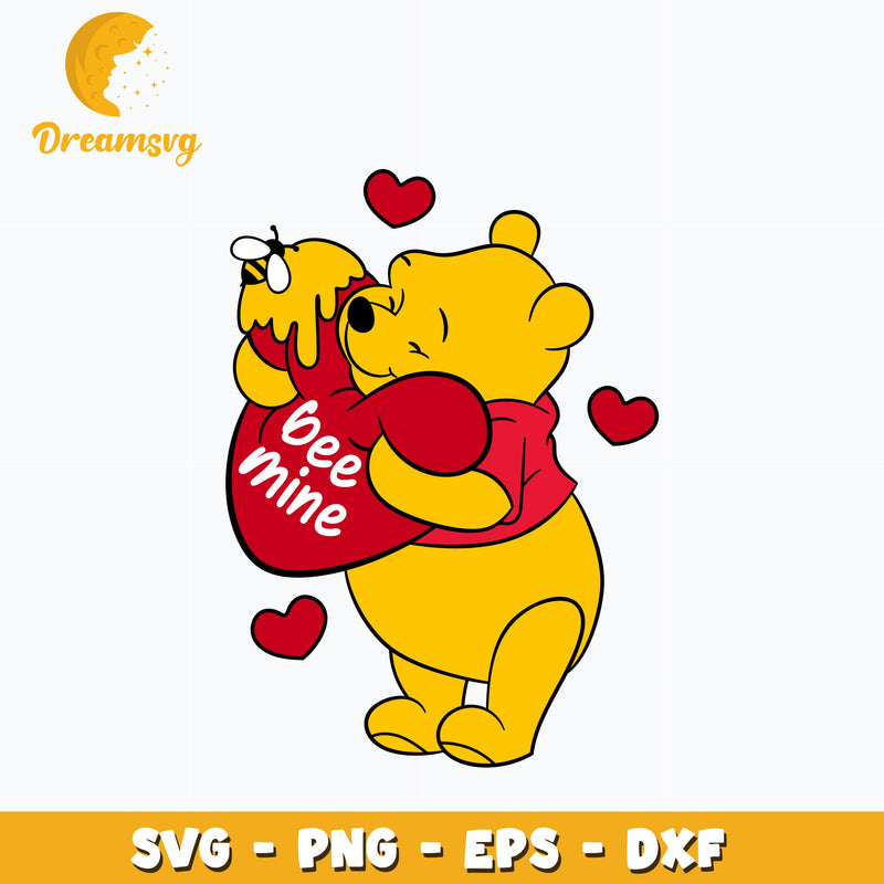 Bee Mine Winnie The Pooh Bear valentine Svg