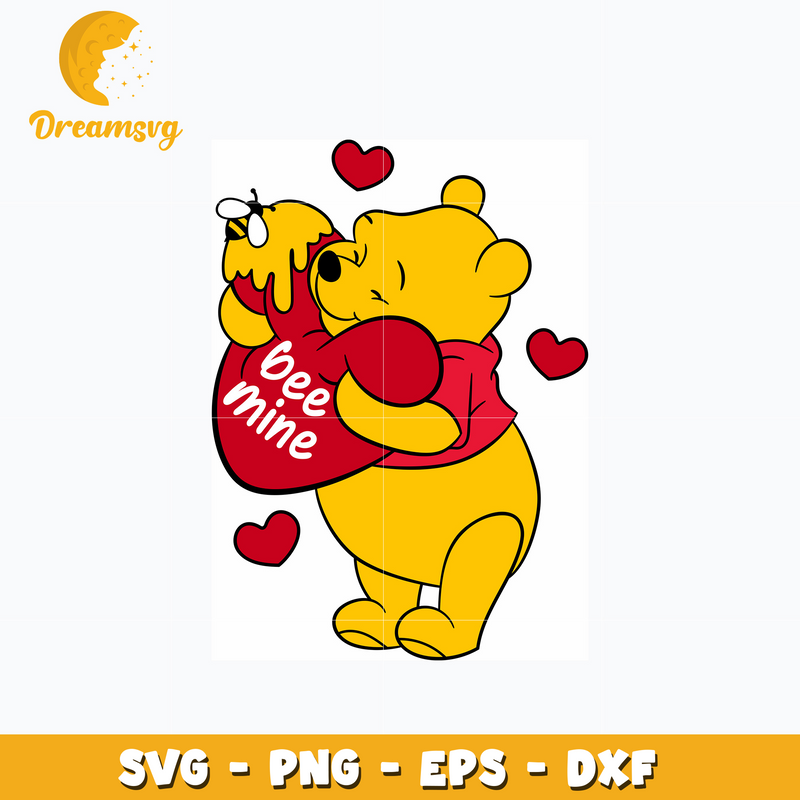 Bee Mine Winie The Pooh Bear valentine svg