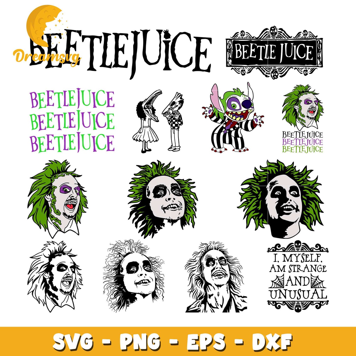 Beetlejuice face honor haloween bundle svg, beetlejuice characters png