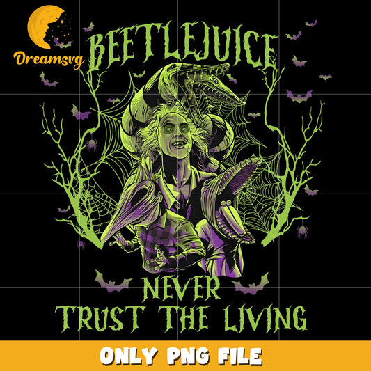 Beetlejuice never trust the living png, halloween decor png, halloween background png