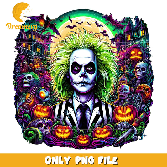 Beetlejuice pumpkin png, halloween decor png, halloween background png