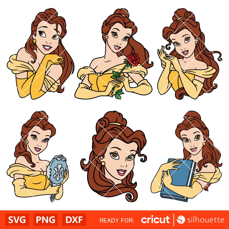 Belle SVG Bundle, Beauty and the Beast Svg, Princess Belle Silhouette Svg