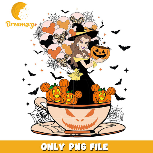 Belle halloween png, halloween candy png, disney princess png