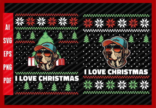 Best Dog Dad Ever Labrador Dog Animal Lover, Dog Lover, I Love Christmas T-Shirt Design Eps, Ai, Png, Svg and Pdf Printable Files