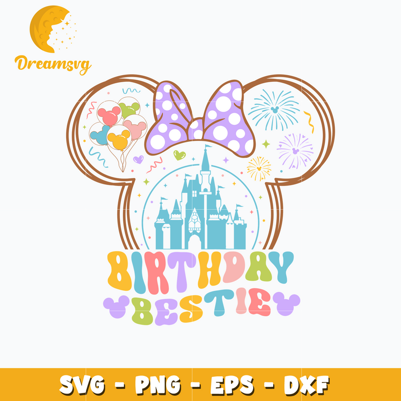 Minnie head disney birthday best tie svg