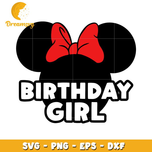Birthday Girl SVG Cut File with Minnie Mouse Design for Parties