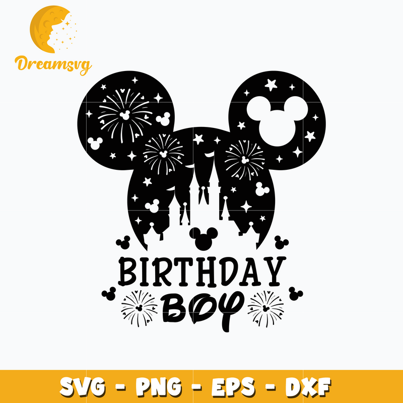 Mickey castle disney birthday boy svg