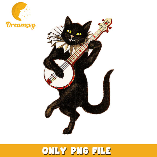 Black Cat Banjo PNG Digital Download