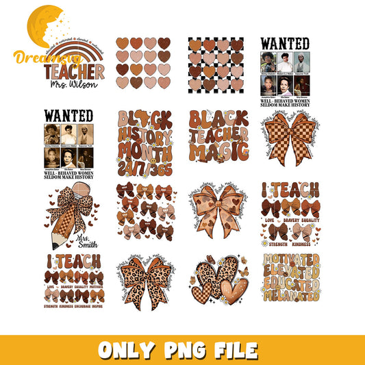 Black History Teacher PNG Bundle