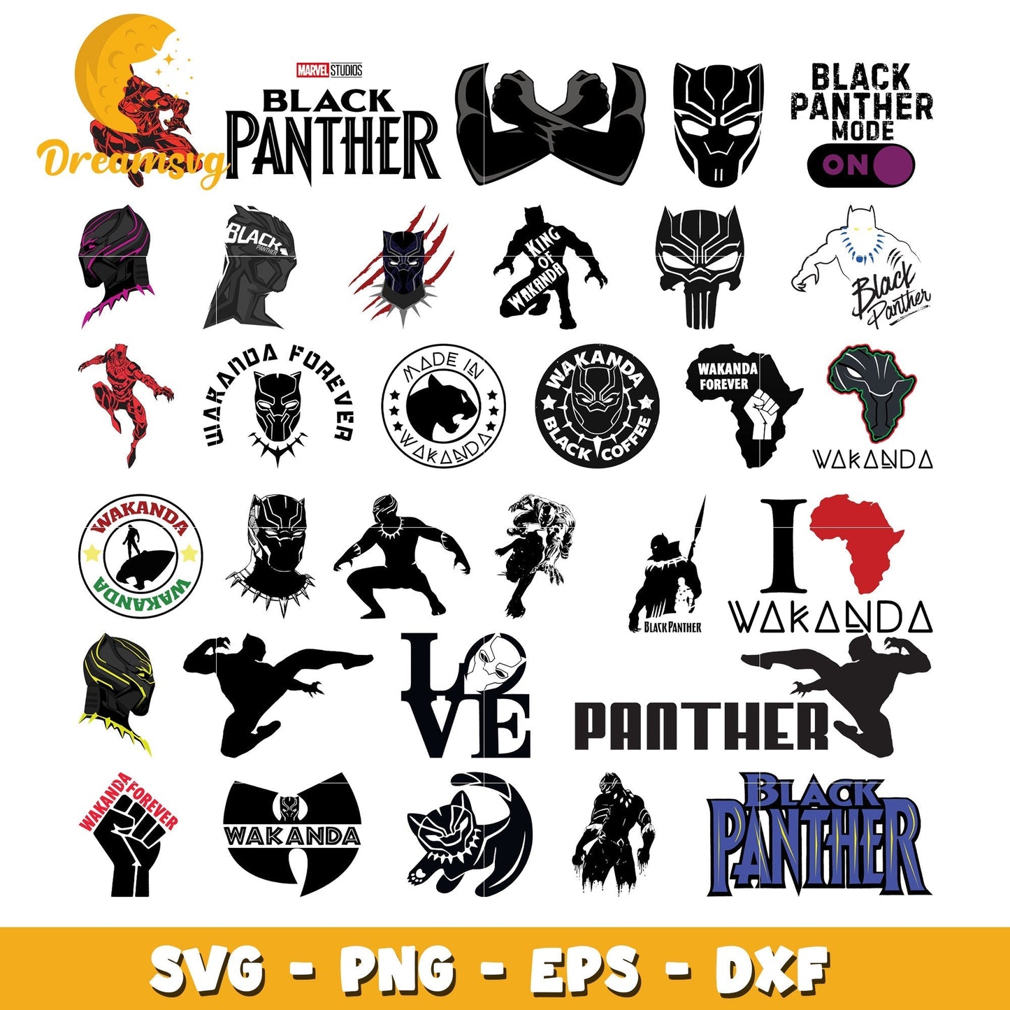 Black panther movie design bundle svg, black panther svg