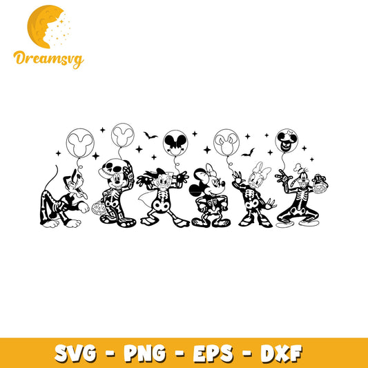 Black and white Disney friends halloween svg, Disney movies halloween svg
