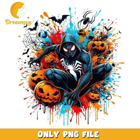 Black spiderman spooky png, halloween decor png, halloween wallpaper png