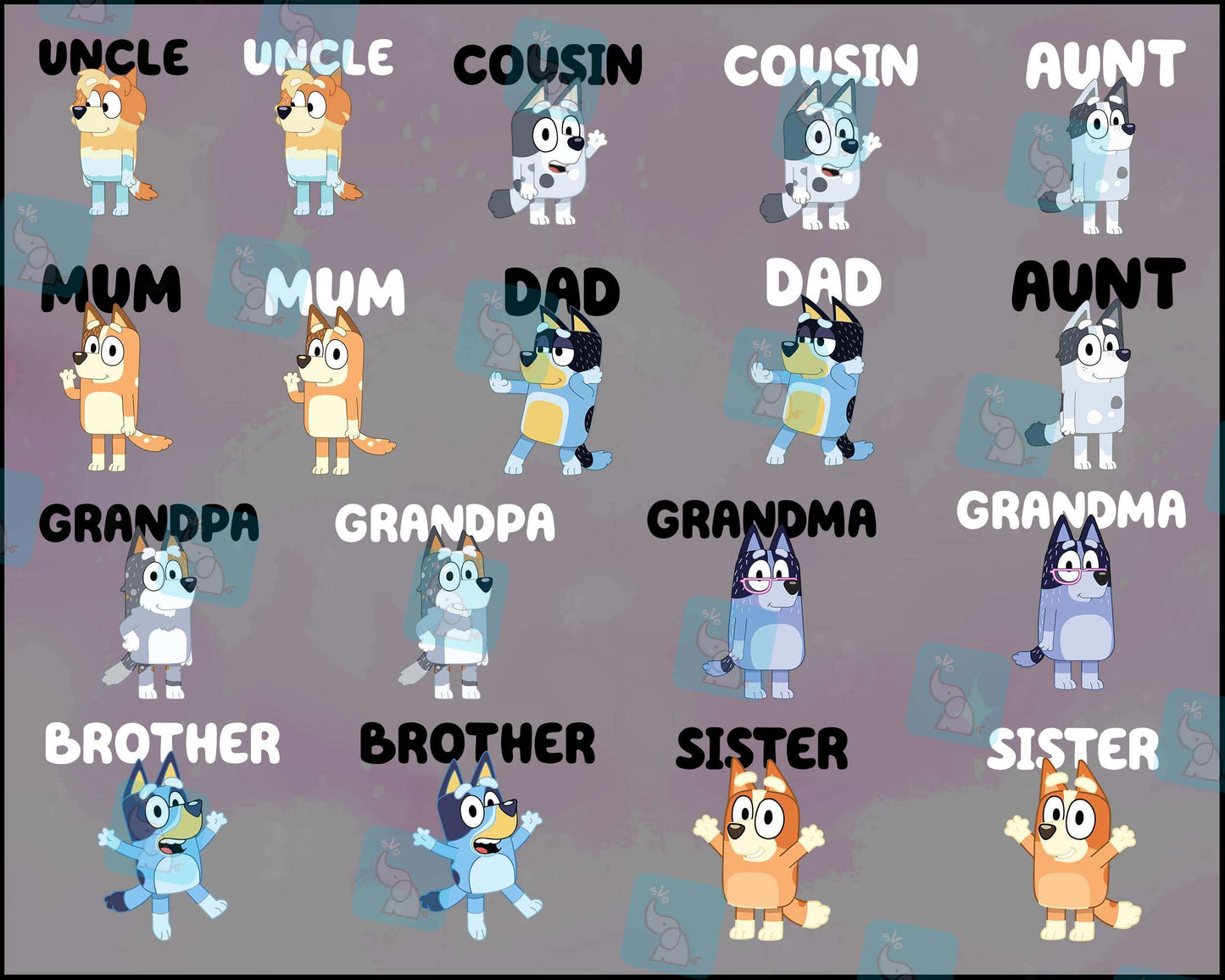 Bundle Blue Dog Family Png, Family Blue Dog , Blue Dog Character, Bluey Birthday