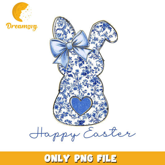 Blue Floral Easter Bunny PNG Image