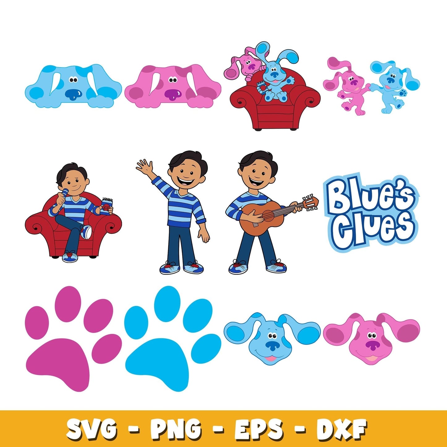 Blue clues cartoon characters svg, Blue's Clues & You! bundle svg, Cartoon svg