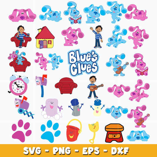 Blues clues cliparts bundle svg, Cartoon svg, Digital download