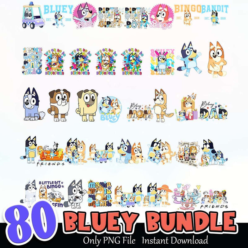 Bluey PNG Bundle Sublimation Instant Download