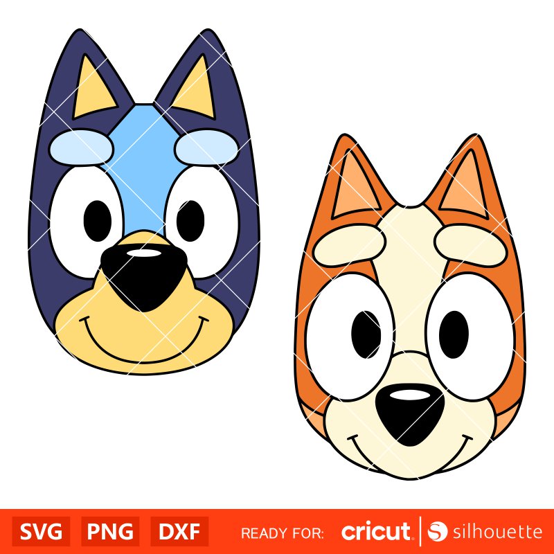 Bluey Bingo Faces Svg, Bluey Bingo Faces Clipart, Bingo Bluey Png