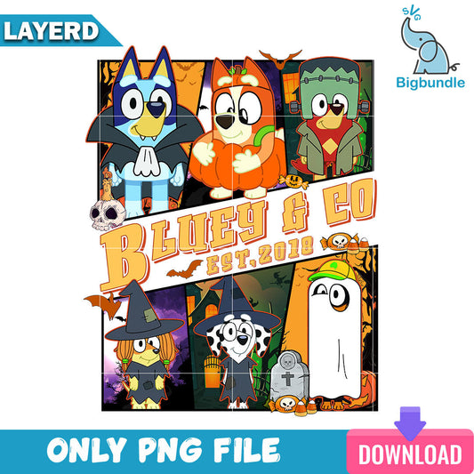 Bluey & co halloween, Bluey halloween png, Digital download.