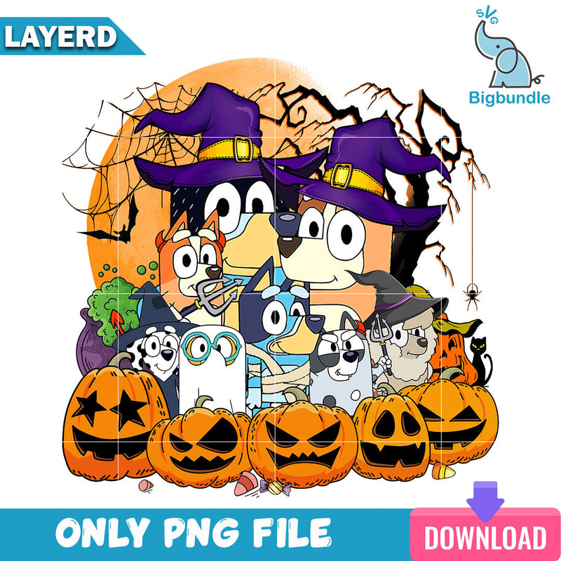 Bluey and friends halloween, Bluey halloween png, Digital download.