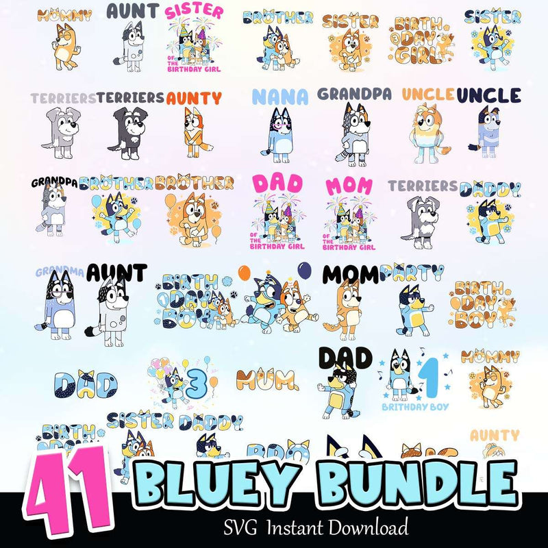 Bluey Family SVG Bundle Instant Download