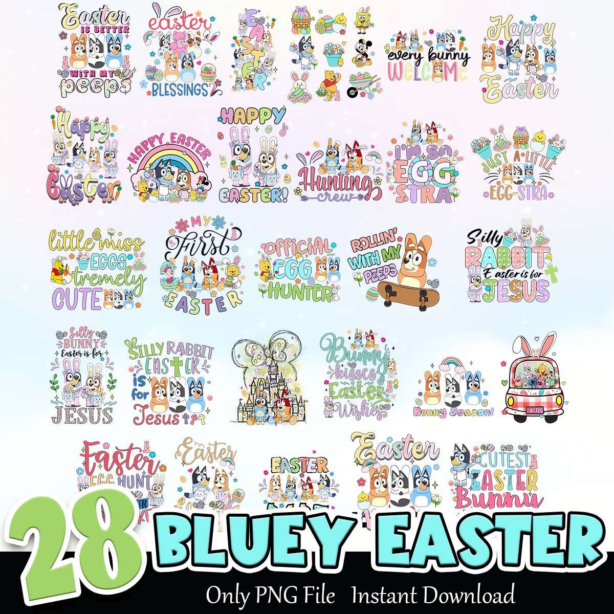 Bluey Easter Bundle PNG Instant Download – Printy Studio