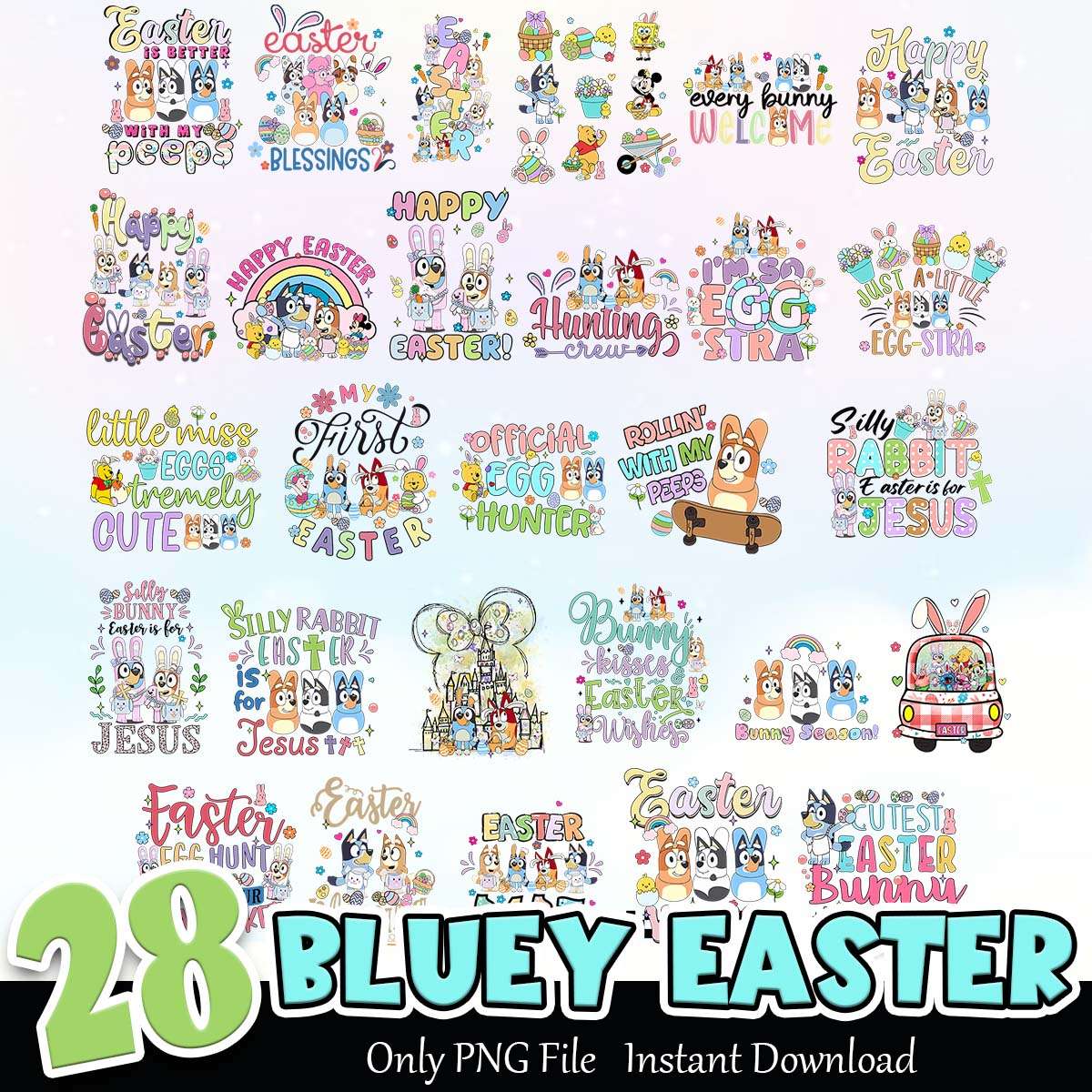 Bluey Easter Bundle PNG Instant Download