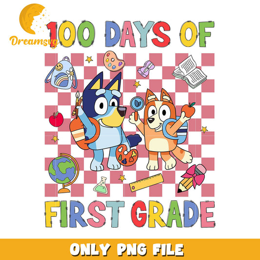 Bluey 100 Days First Grade PNG