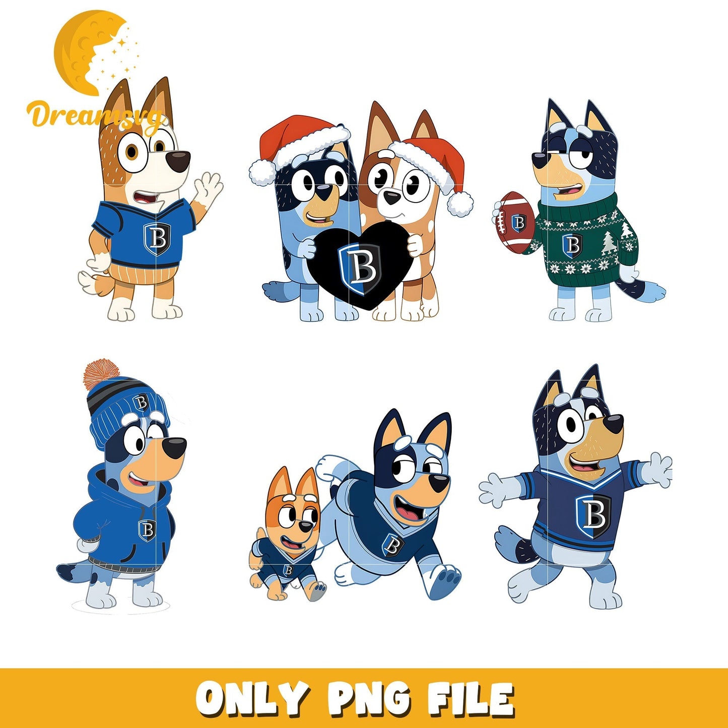 Bluey and Bingo christmas bundle png, Bentley Falcons png, ncaa png