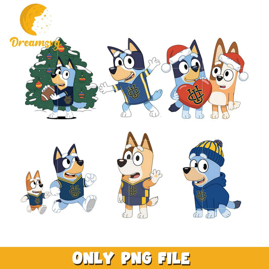 Bluey and Bingo christmas bundle png, California Irvine Anteaters png