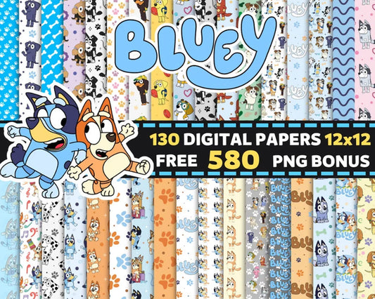130+ Bluey digital papers bundle, Bluey vector, bluey alphabeth, bluey cutfile, bluey clipart, bluey svg png eps dxf