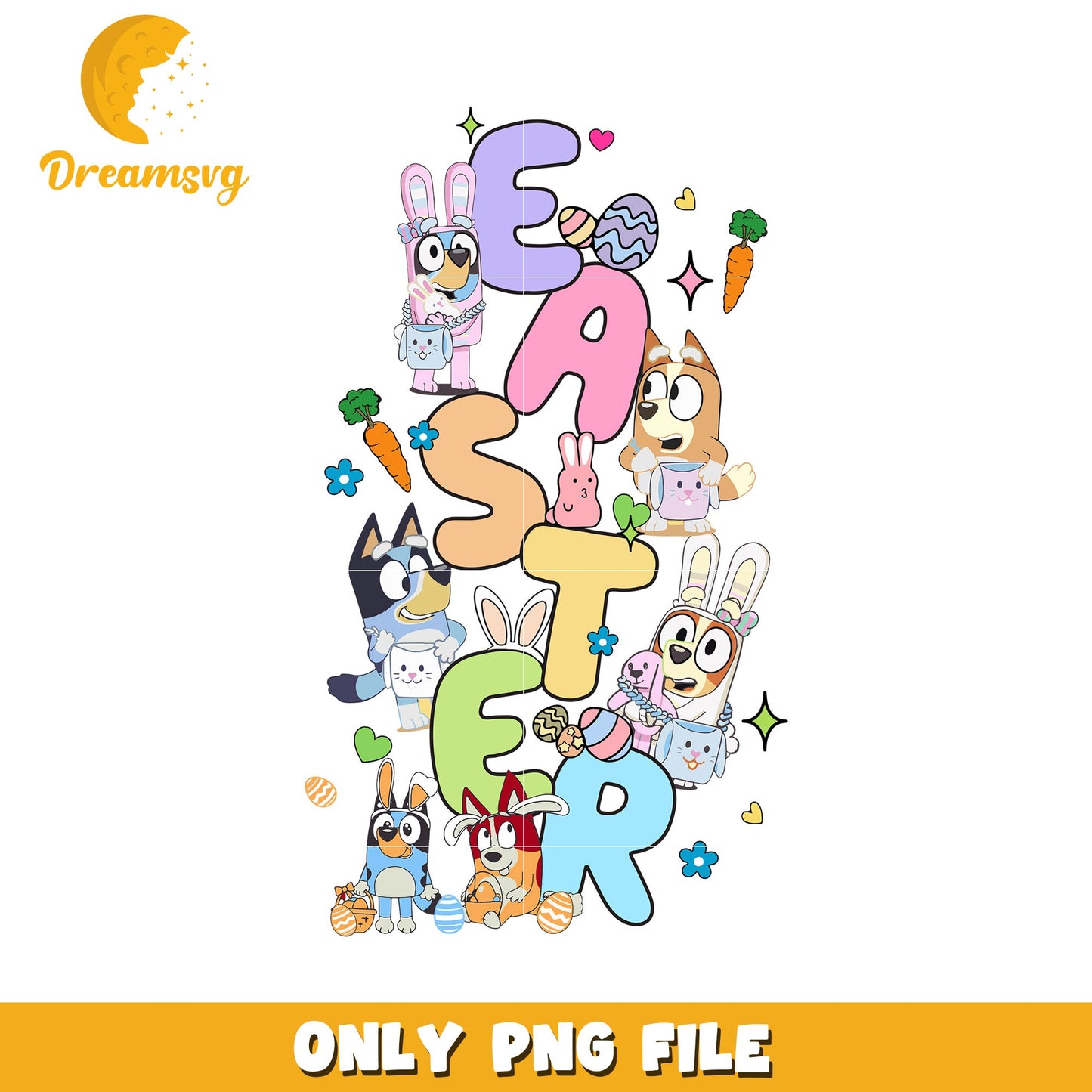 Bluey Easter PNG Cute Cartoon Easter Design