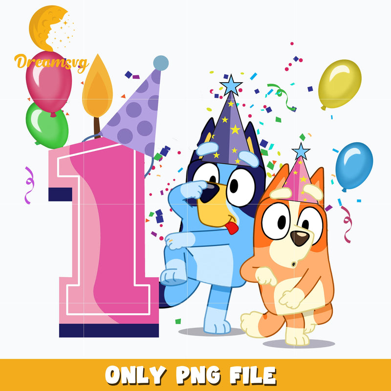 Bluey Happy 1ST Birthday png, png, dxf, eps file FN00002.