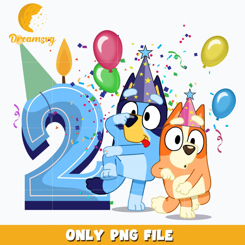 Bluey Happy 2nd Birthday png, png, dxf, eps file FN00002.