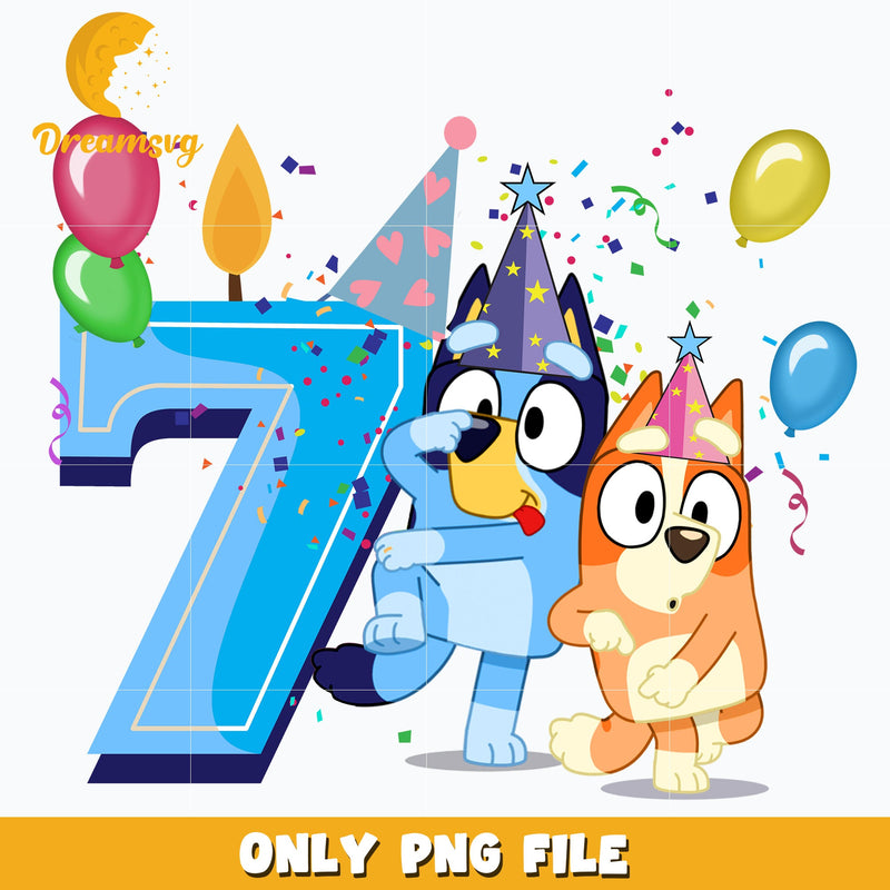 Bluey Happy 7th Birthday png, png, dxf, eps file FN00002.