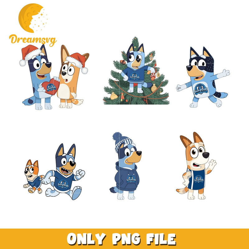 Ncaa and Bluey cartoon characters bundle png, Saint Peter's Peacocks png