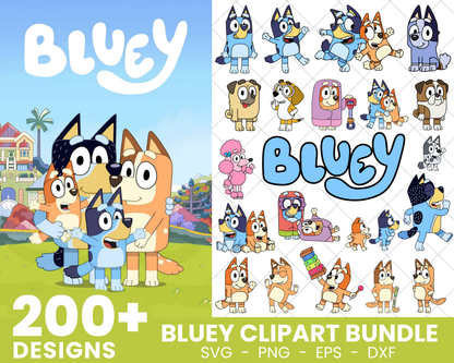 Bluey SVG Bundle, Bluey Birthday SVG, Bluey Alphabet SVG, Bluey and Family Clipart PNG Vector Files