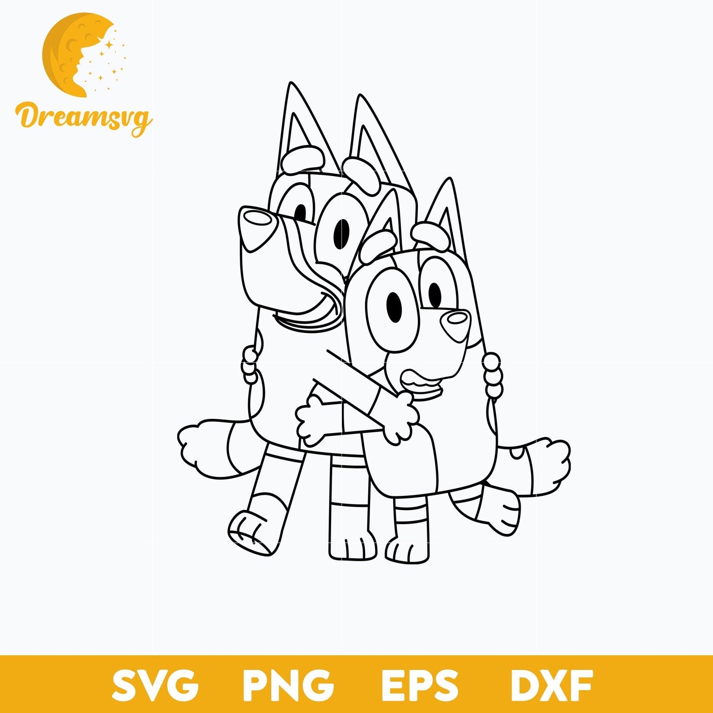 Bluey outline Svg, Bingo outline svg, Bluey Vector, Bluey Alphabeth, Bluey Cutfile, Bluey Clipart, Cartoon svg, png, dxf, eps file