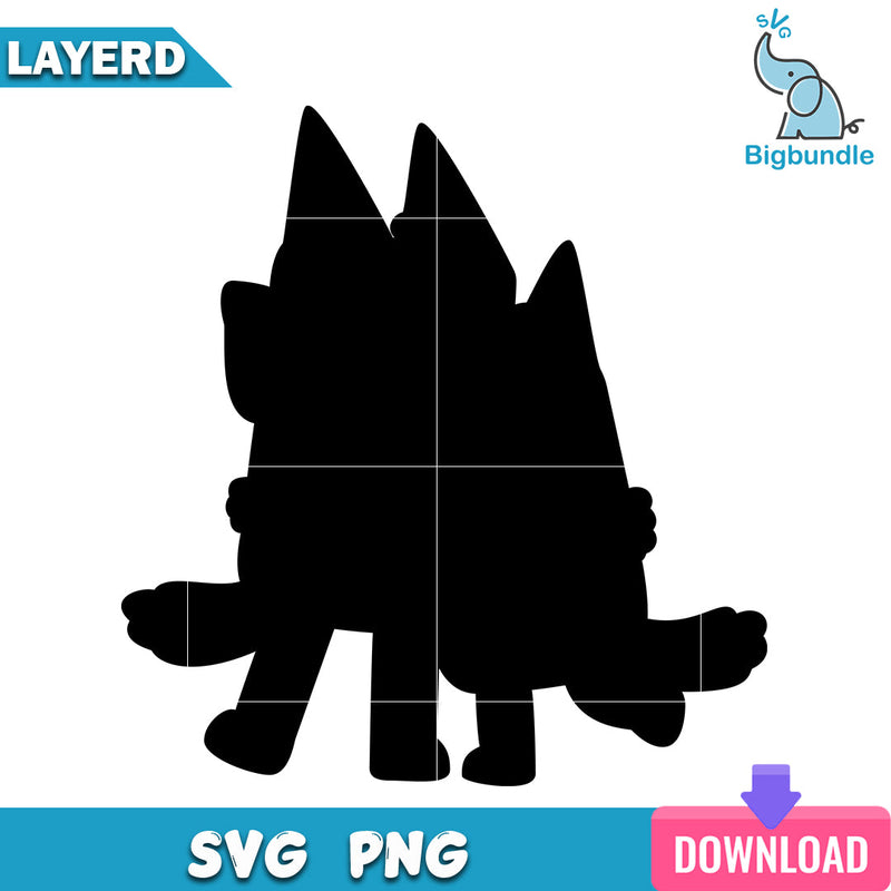 Bluey and bingo hug silhouette svg, bluey svg, digital download.