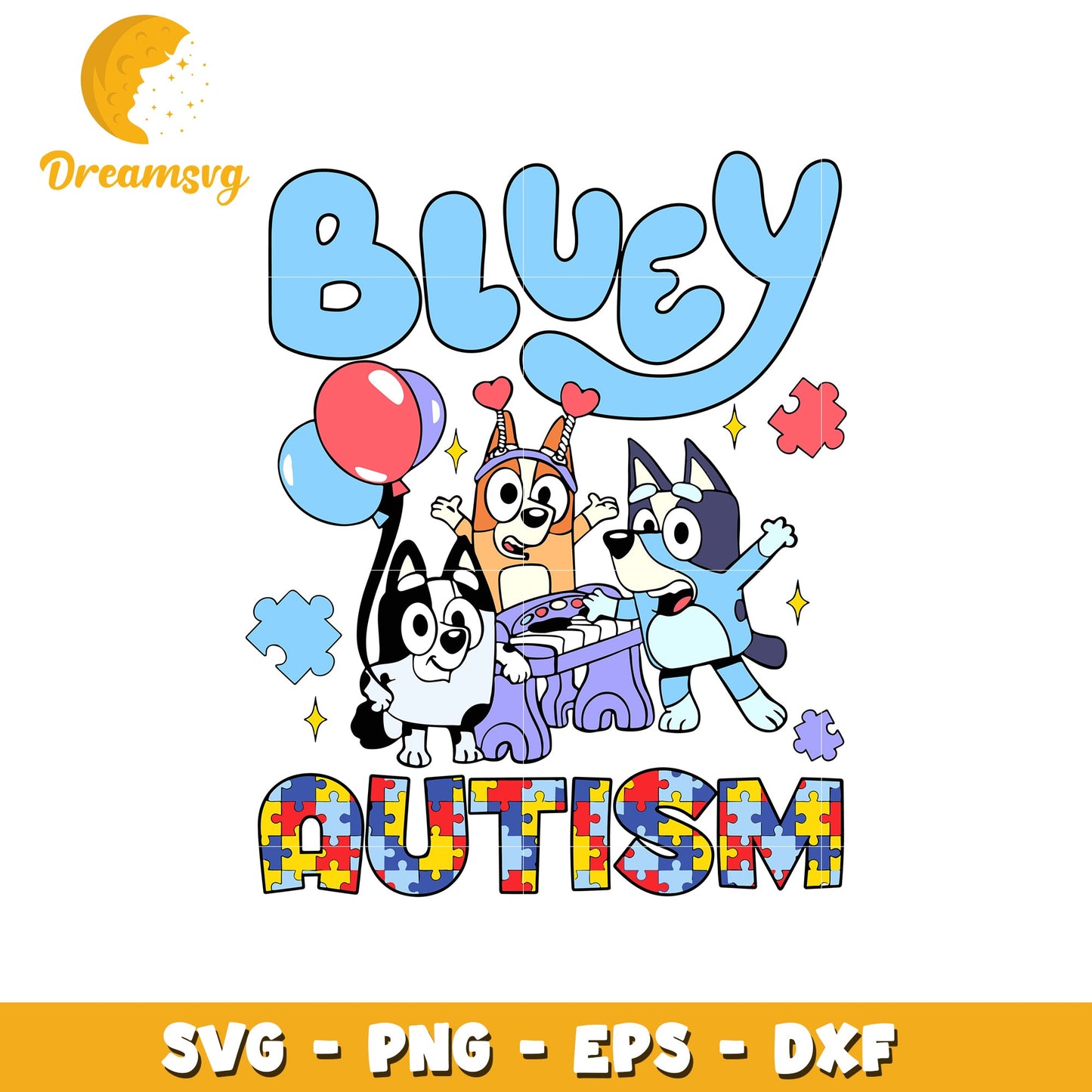 Bluey and friends autism svg, autism awareness svg, bluey svg