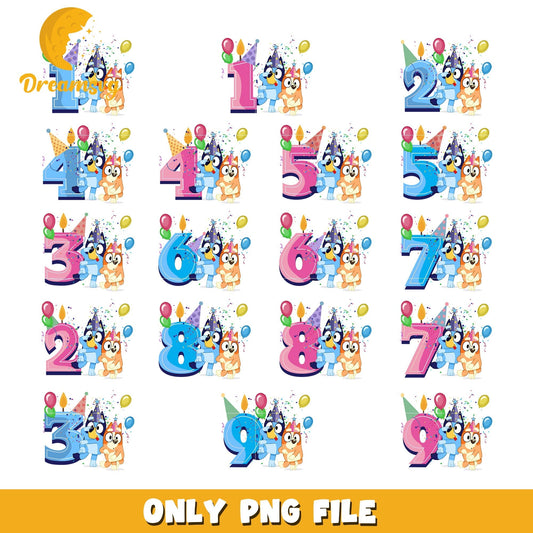 Bluey and Bingo birthday bundle png, Bluey and Bingo png
