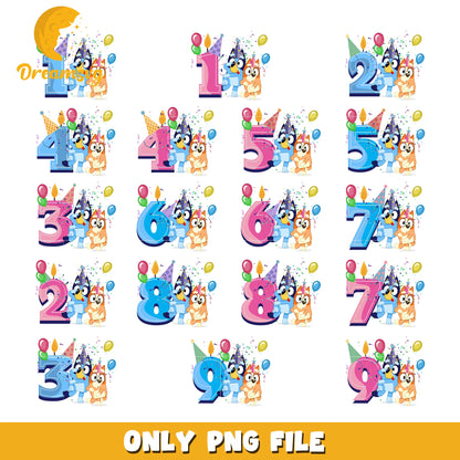 Bluey SVG Bundle, Bluey Birthday SVG, Bluey Alphabet SVG, Bluey and Family Clipart PNG Vector Files