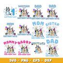 Bluey SVG Bundle, Bluey Birthday SVG, Bluey Alphabet SVG, Bluey and Family Clipart PNG Vector Files