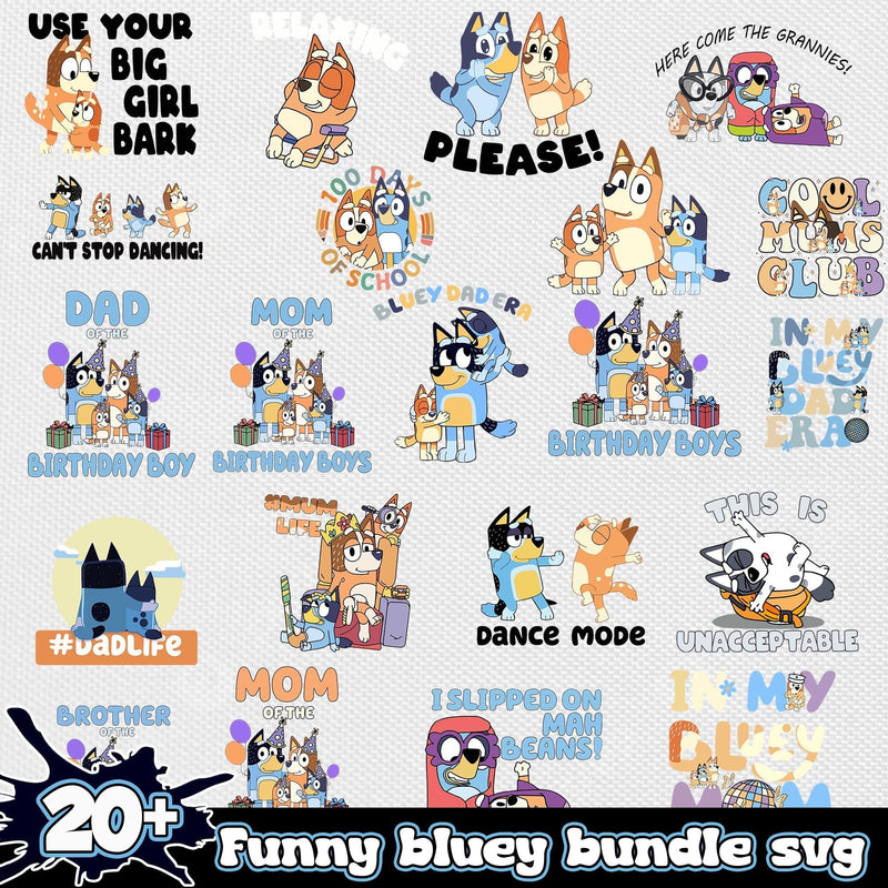 Funny Bluey Bundle 21+ SVG