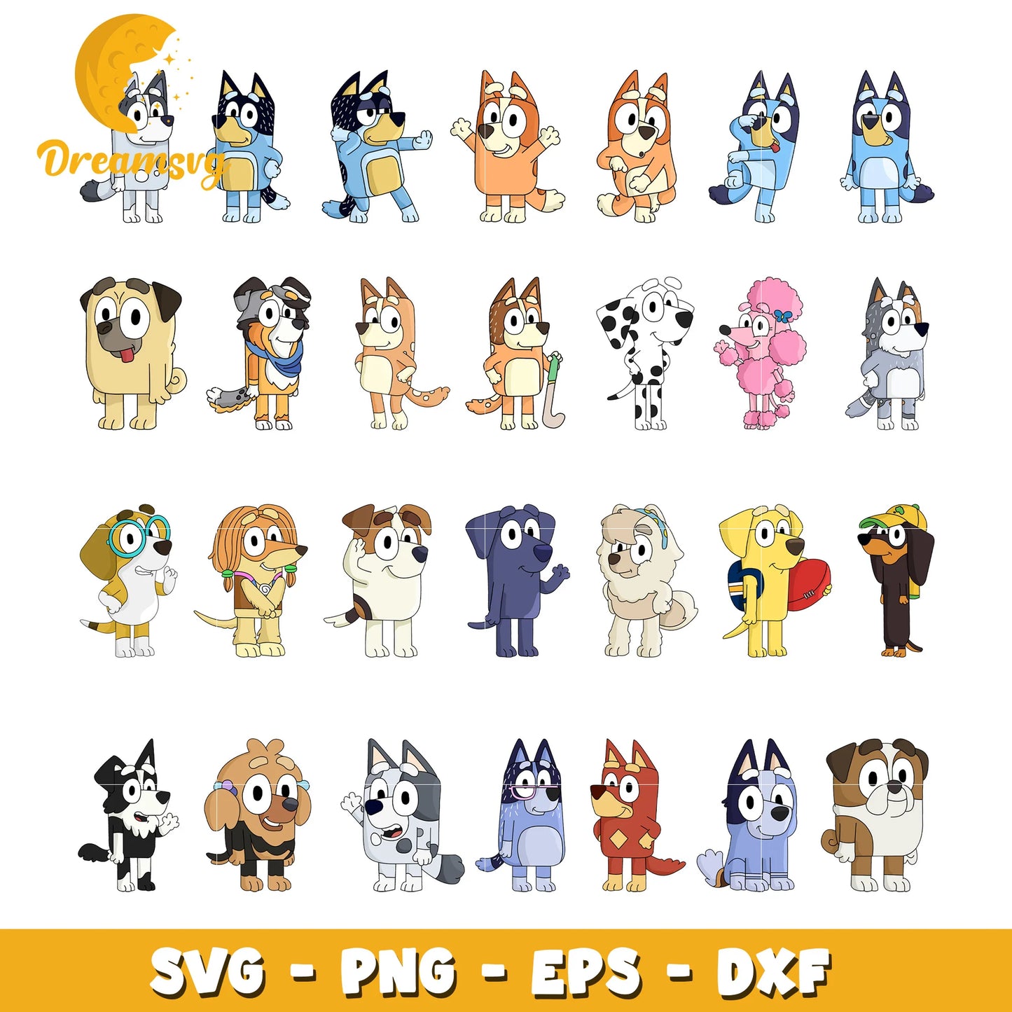 Bluey SVG Bundle, Bluey Birthday SVG, Bluey Alphabet SVG, Bluey and Family Clipart PNG Vector Files
