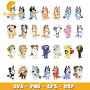 Bluey SVG Bundle, Bluey Birthday SVG, Bluey Alphabet SVG, Bluey and Family Clipart PNG Vector Files