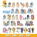 Bluey SVG Bundle, Bluey Birthday SVG, Bluey Alphabet SVG, Bluey and Family Clipart PNG Vector Files