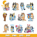 Bluey SVG Bundle, Bluey Birthday SVG, Bluey Alphabet SVG, Bluey and Family Clipart PNG Vector Files