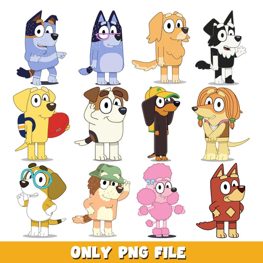 Bluey & Friends png, Bluey bundle png, cartoon png